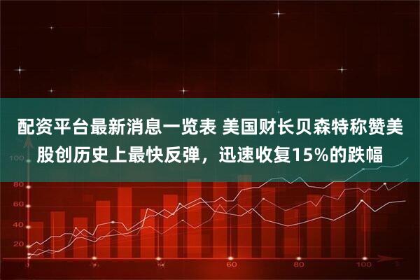 配资平台最新消息一览表 美国财长贝森特称赞美股创历史上最快反弹,迅速收复15%的跌幅