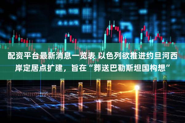 配资平台最新消息一览表 以色列欲推进约旦河西岸定居点扩建,旨在“葬送巴勒斯坦国构想”