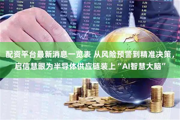 配资平台最新消息一览表 从风险预警到精准决策，启信慧眼为半导体供应链装上“AI智慧大脑”